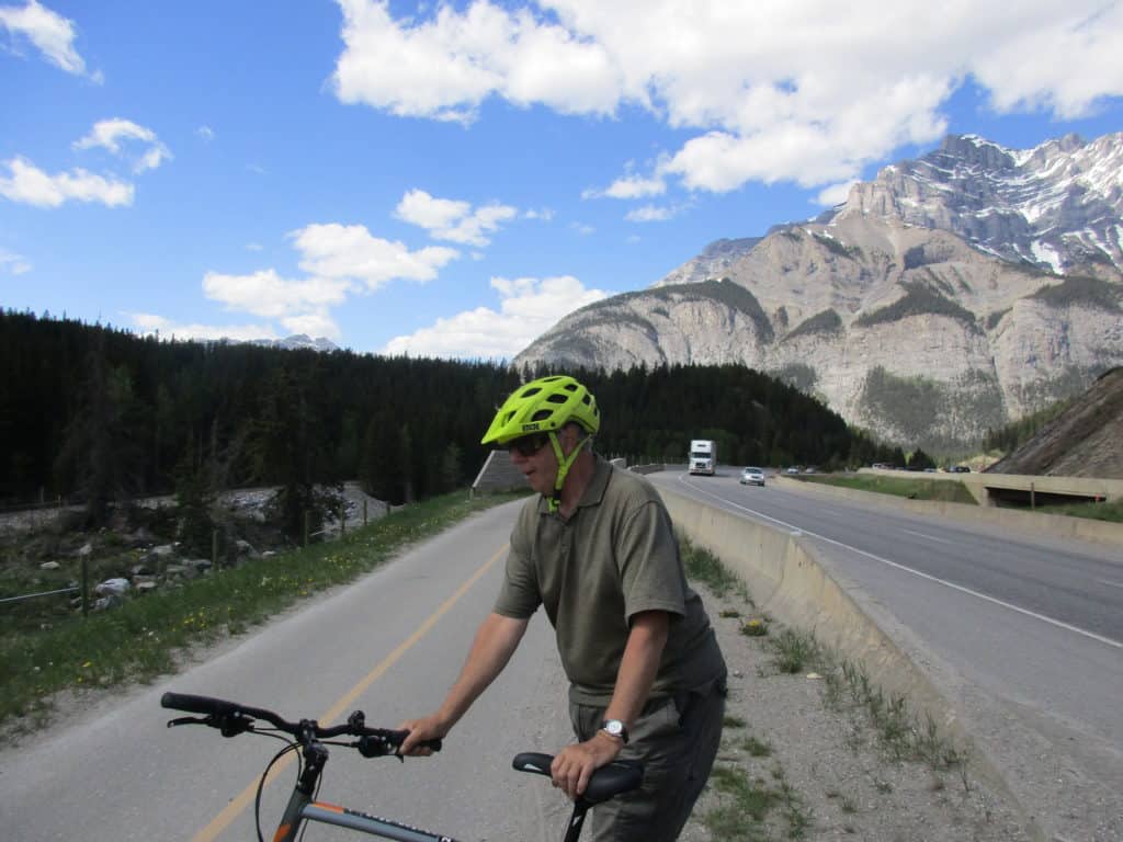 Cyclist on Legacy Trail in Banff National Park